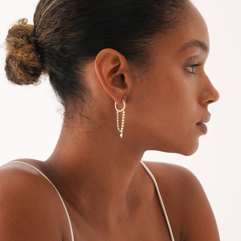 Diamond Chain Hoop Earrings, Luniva