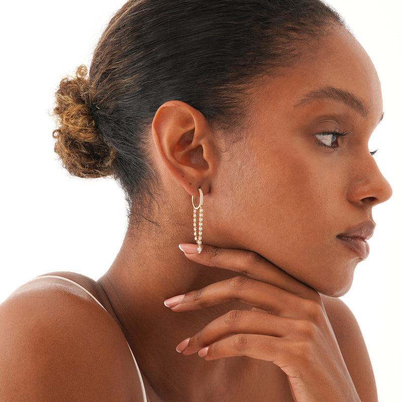 Diamond Chain Hoop Earrings, Luniva