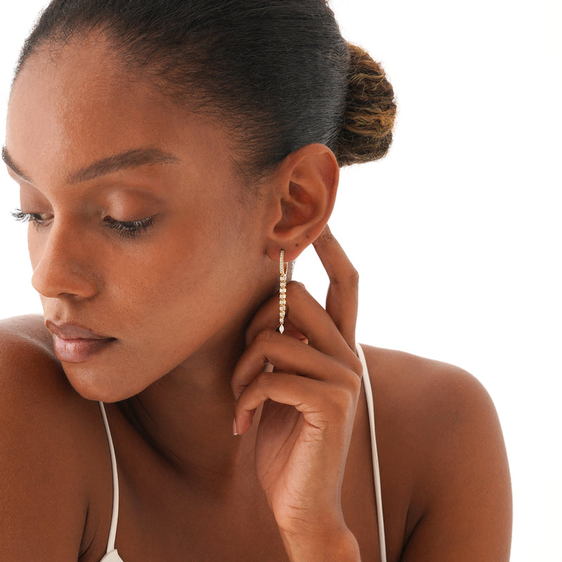 Diamond Chain Hoop Earrings, Luniva