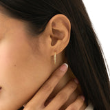 Gold Wavy Hoop Earrings, Bamboo Design, Queniva