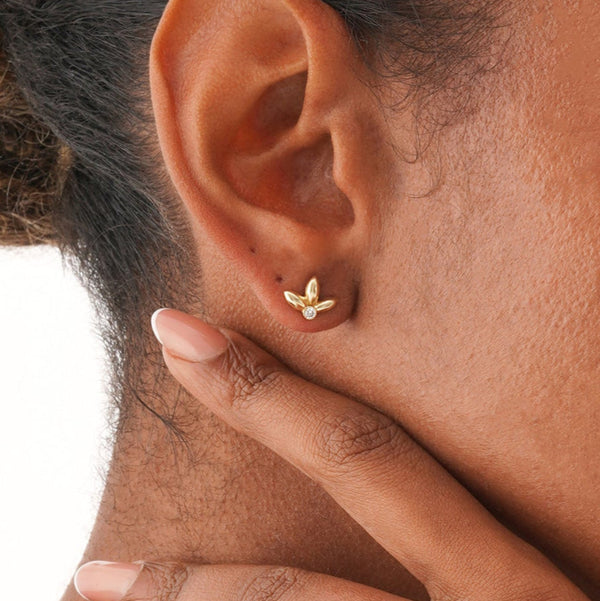 Gold Leaf Stud Earrings, Alarice