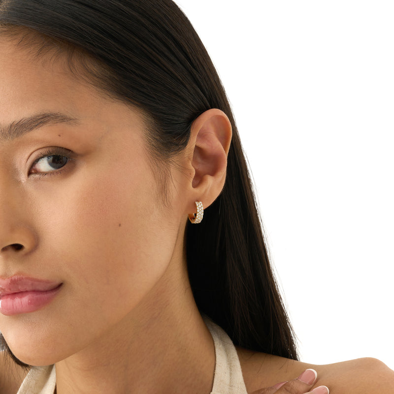 Pave Lab Grown Diamond Huggie Hoop Earrings,Meira