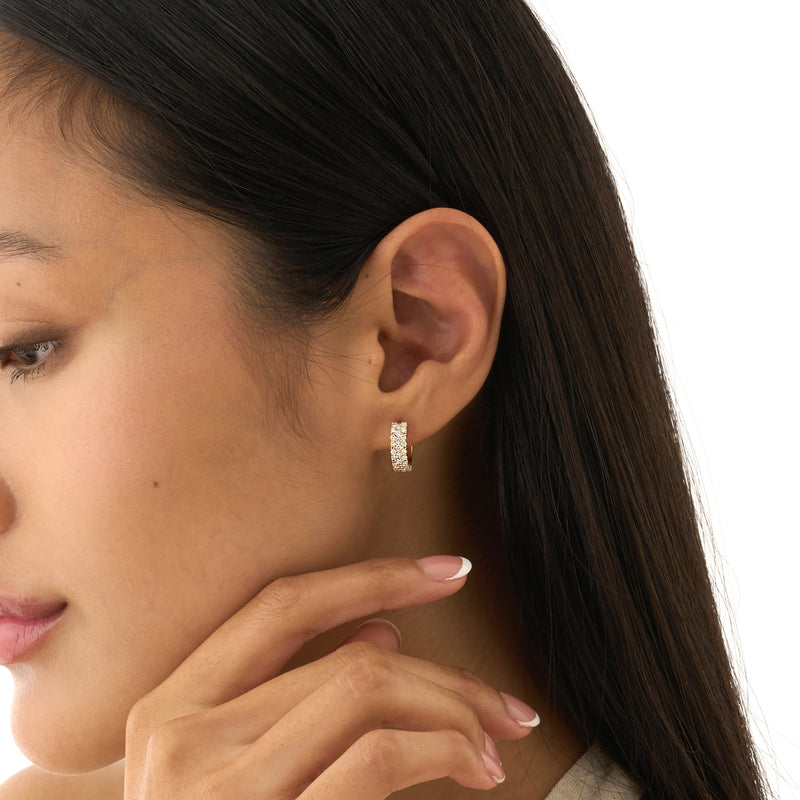 Pave Lab Grown Diamond Huggie Hoop Earrings,Meira