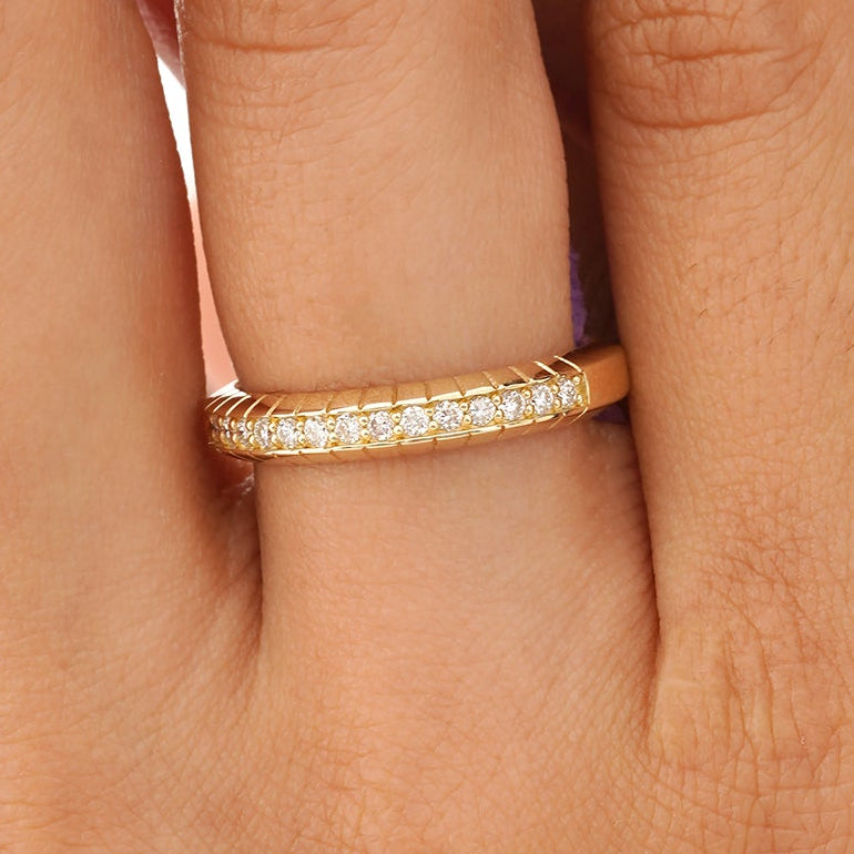 Gold Textured Stackable Ring, Zynna