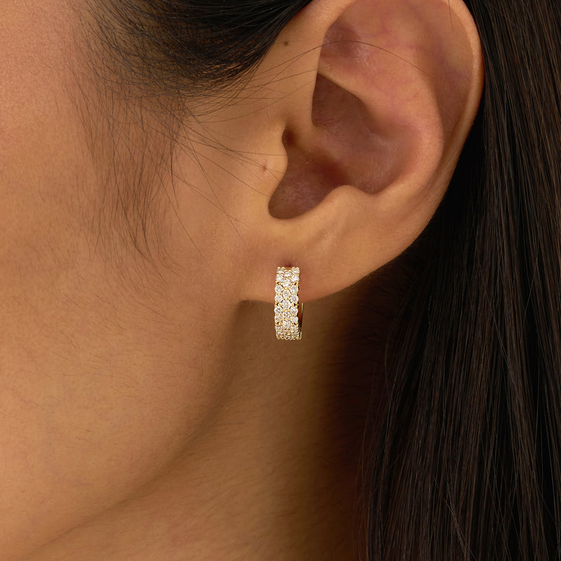 Pave Lab Grown Diamond Huggie Hoop Earrings,Meira