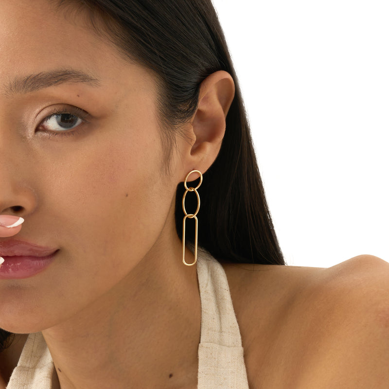 Gold Link Dangle Earrings, Nyssia