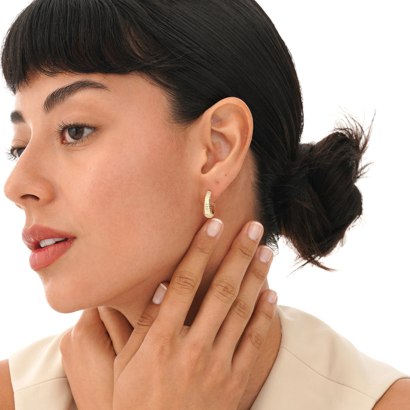 Solid Gold Texture Hoops, Ilona