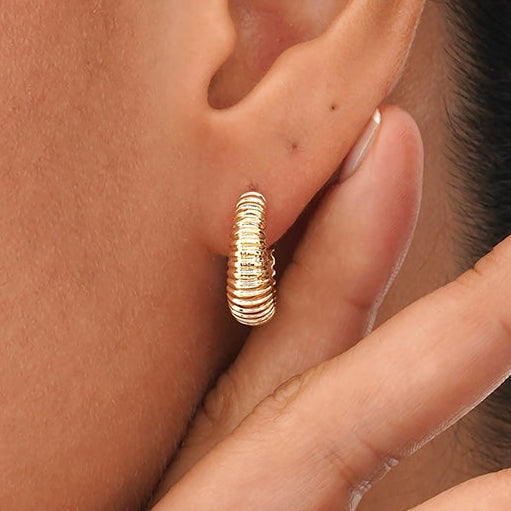 Solid Gold Texture Hoops, Ilona