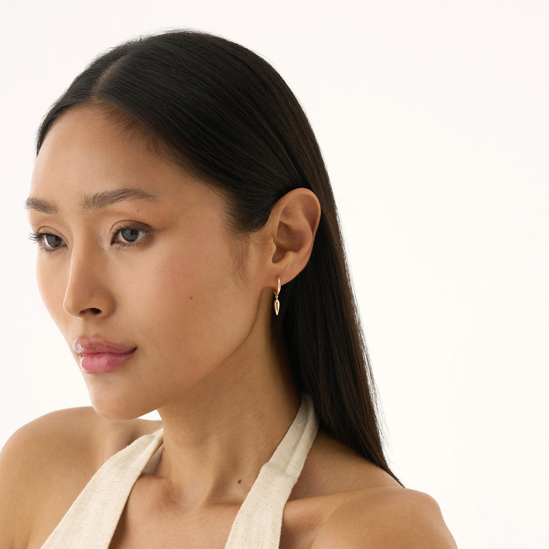 Gold Spike Dangle Huggie Hoop Earrings,Elaria