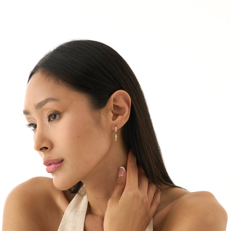 Gold Spike Dangle Huggie Hoop Earrings,Elaria