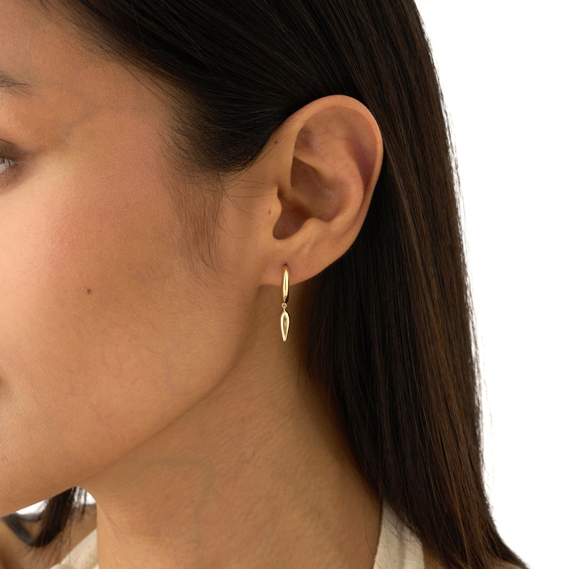 Gold Spike Dangle Huggie Hoop Earrings,Elaria