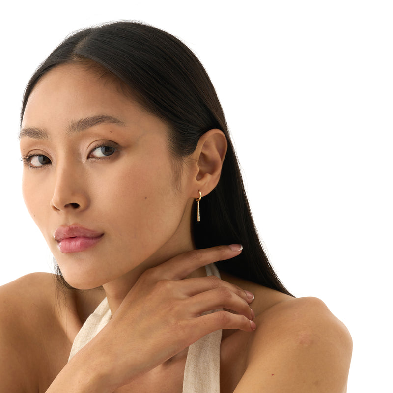 Lab Grown Diamond Bar Huggie, Nolira