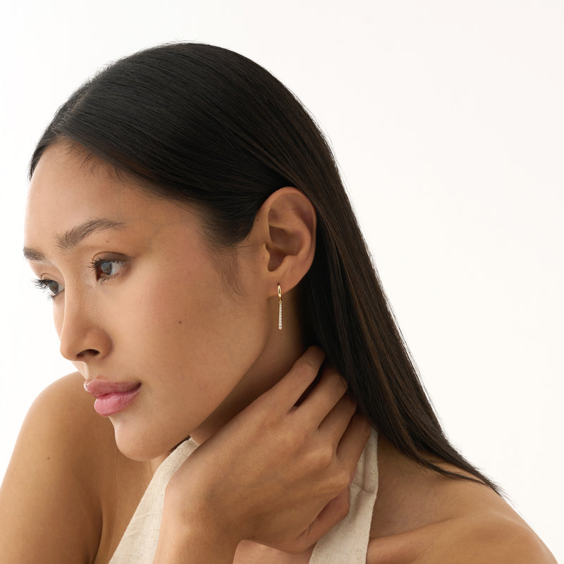 Lab Grown Diamond Bar Huggie, Nolira