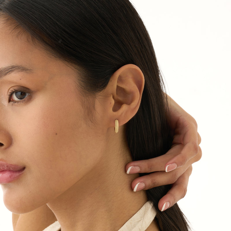 Gold Beaded Hoop Earrings, Dionea