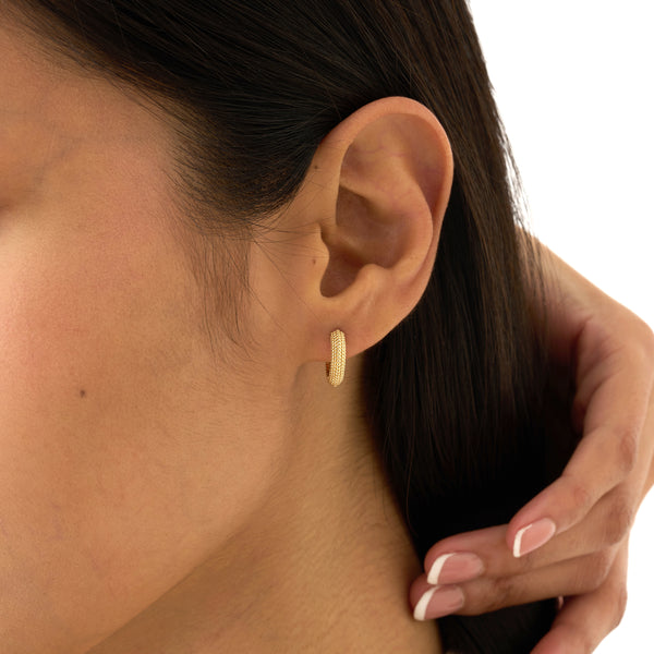 Gold Beaded Hoop Earrings, Dionea