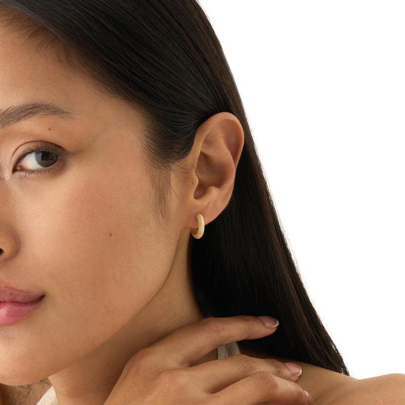 Gold Beaded Hoop Earrings, Dionea