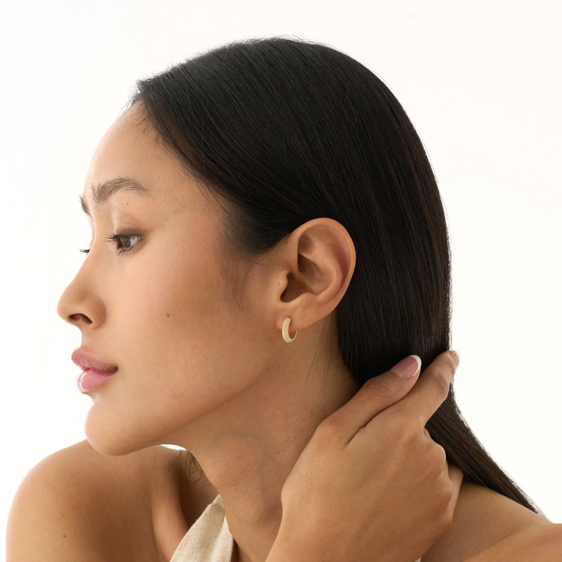 Gold Beaded Hoop Earrings, Dionea