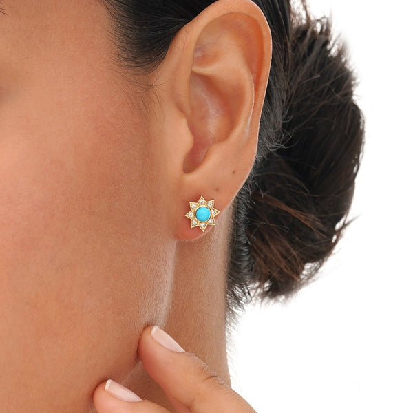 Turquoise and Diamond Starburst Earrings, Soraleia