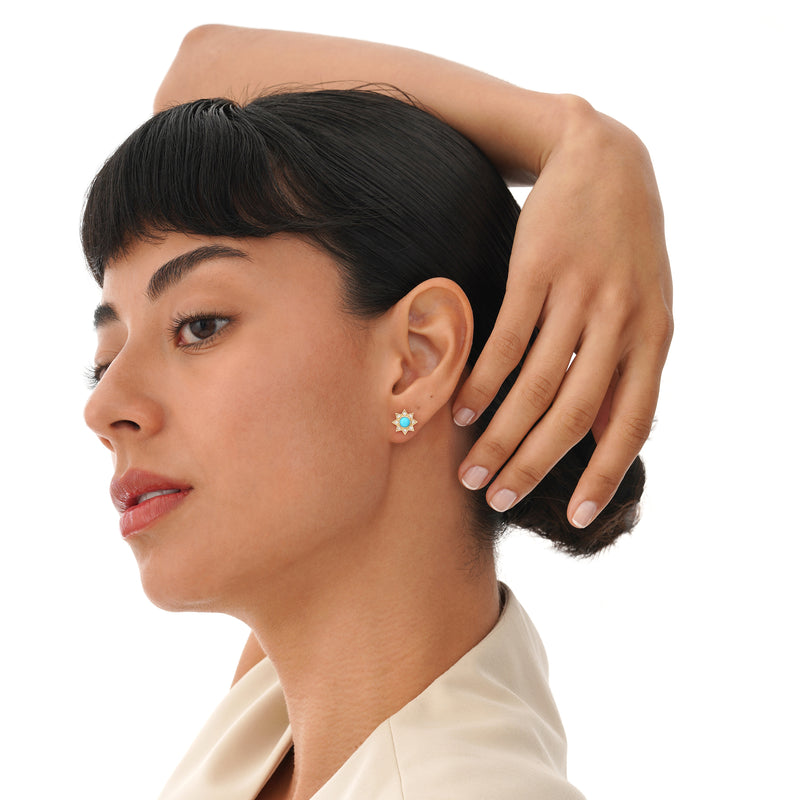 Turquoise and Diamond Starburst Earrings, Soraleia