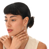 Trillion Cut Citrine Stud with Diamond Halo, Ziva