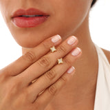 Gold Beaded Clover Stud Earrings, Tirania