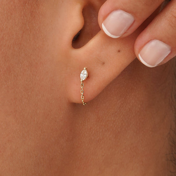 Marquise Diamond Chain Earrings, Caelith