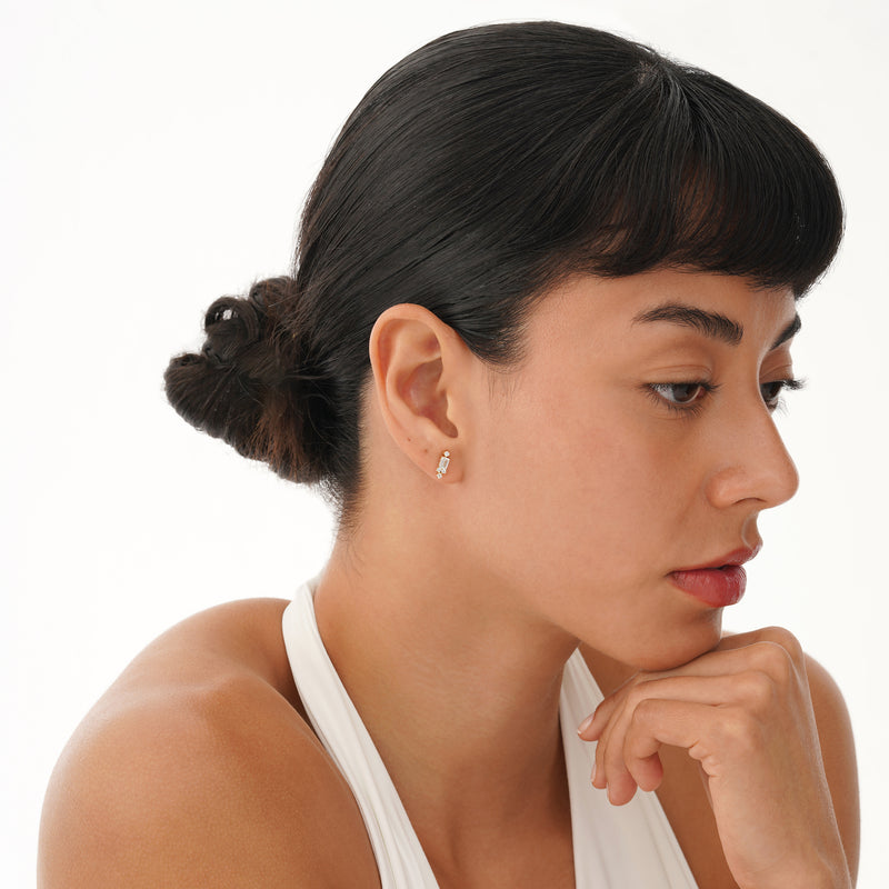 Emerald Cut Lab Grown Diamond Studs, Azelyne