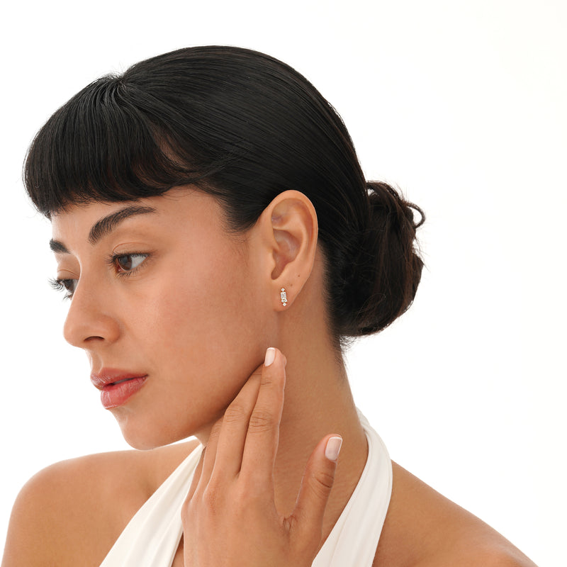 Emerald Cut Lab Grown Diamond Studs, Azelyne