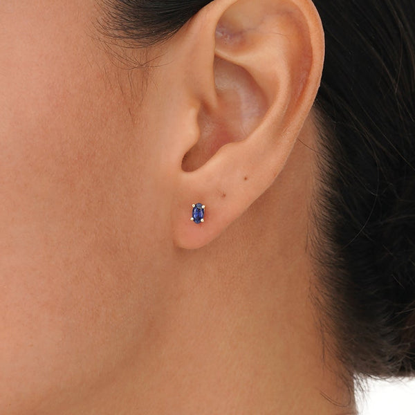 Petite Oval Blue Sapphire Studs, Orinthira