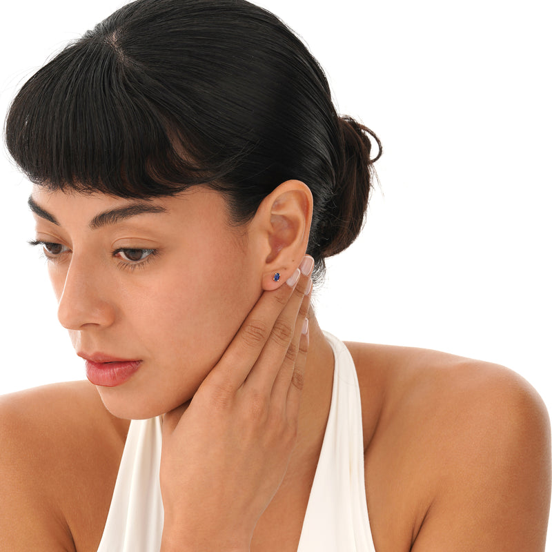 Petite Oval Blue Sapphire Studs, Orinthira