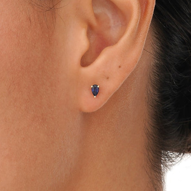 Petite Pear Cut Natural Sapphire Studs, Ismerie