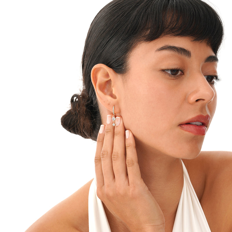Dangly Diamond Huggie Earrings, Ravynelle