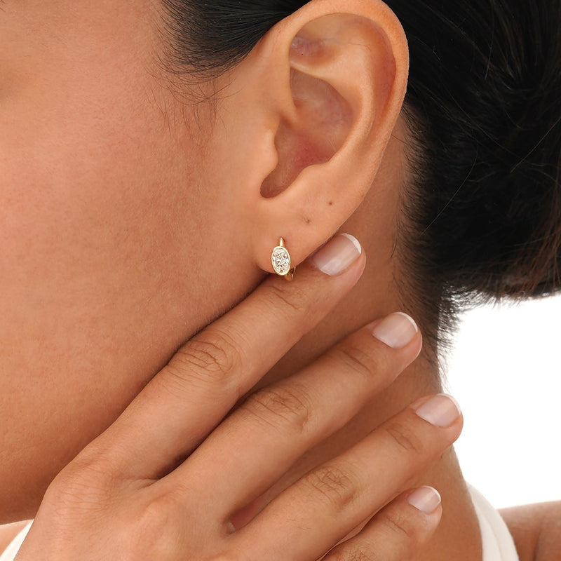 Oval Cut Lab Grown Diamond Huggie, Aniko