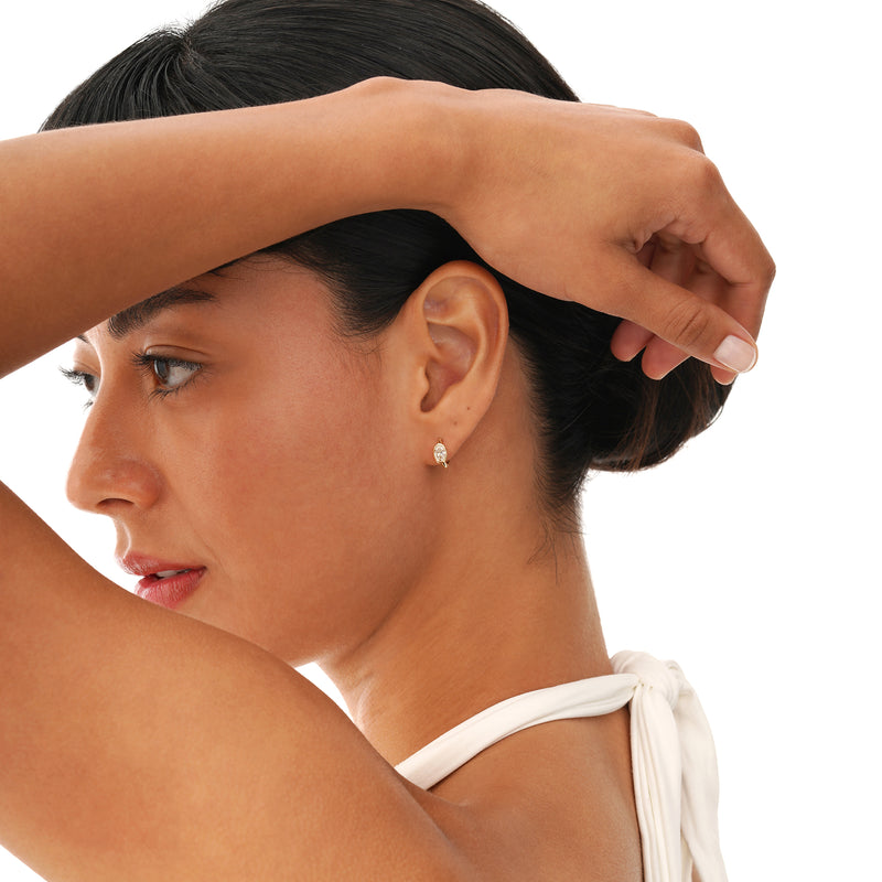 Oval Cut Lab Grown Diamond Huggie, Aniko