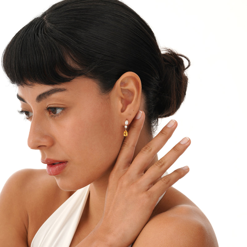 Diamond and Citrine Drop Earring, Maelina