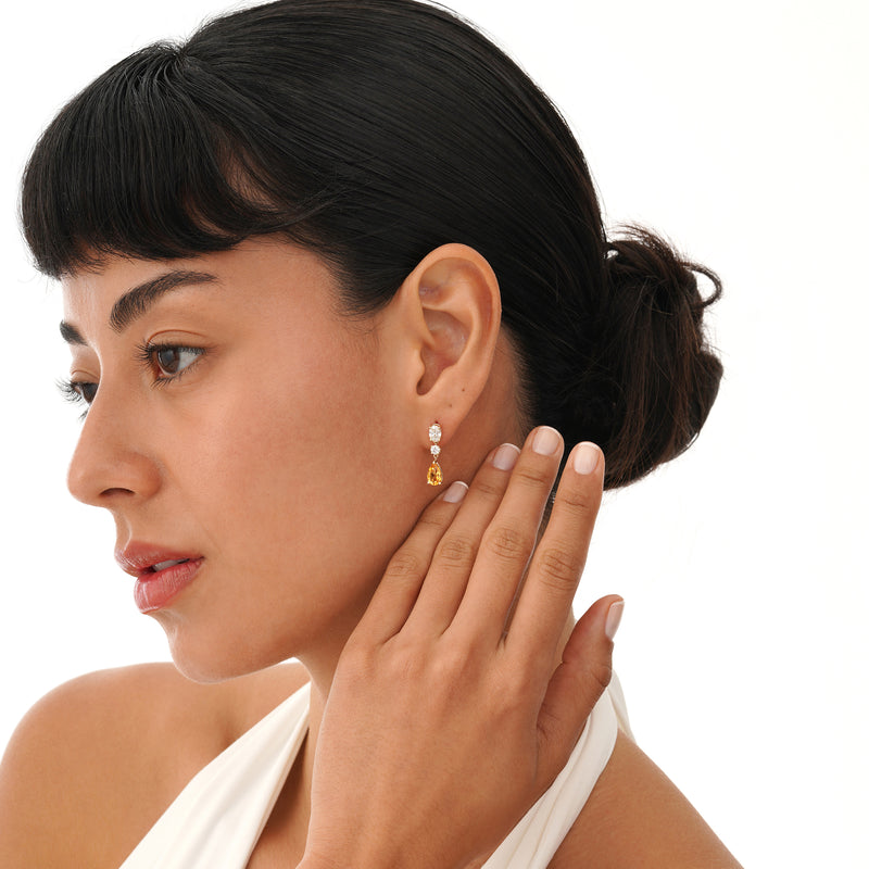 Diamond and Citrine Drop Earring, Maelina