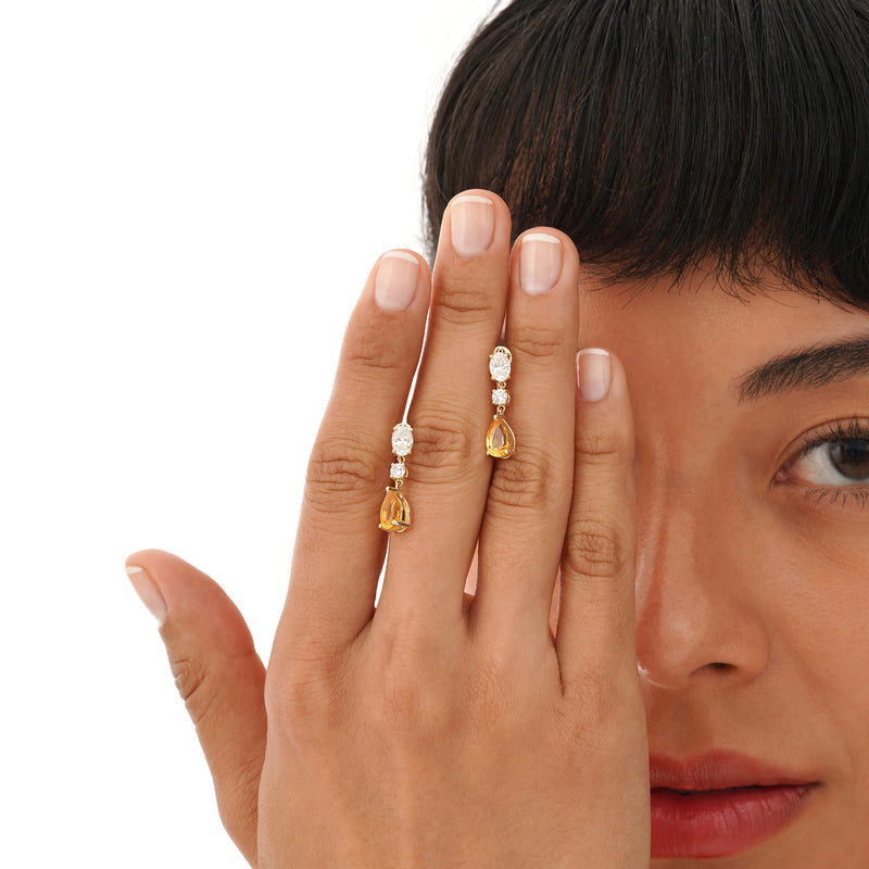 Diamond and Citrine Drop Earring, Maelina