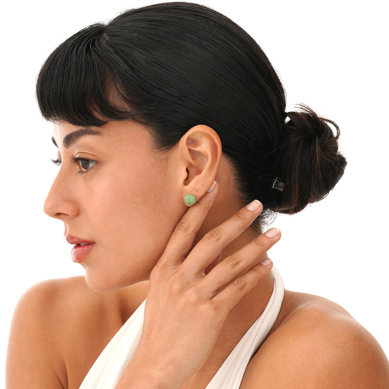 Natural Emerald Pavé Stud Earrings, Gita