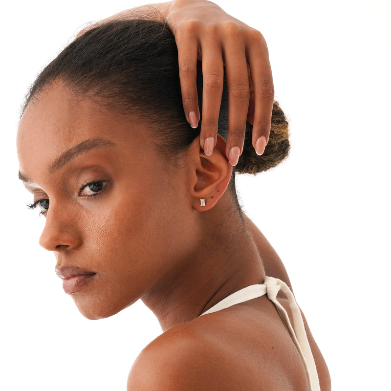 Baguette Lab Grown Diamond Studs, Calyndra