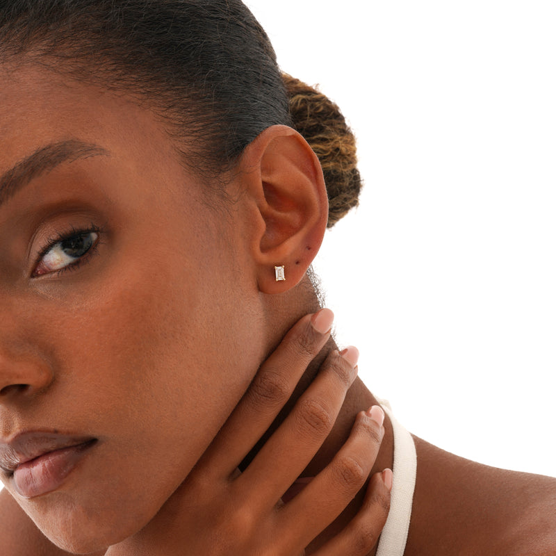 Baguette Lab Grown Diamond Studs, Calyndra