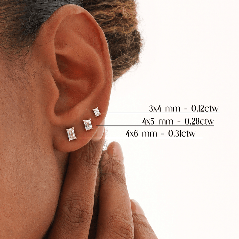 Baguette Lab Grown Diamond Studs, Calyndra