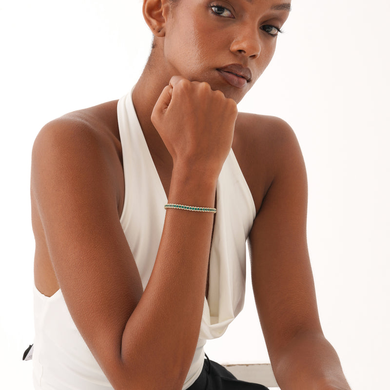 Lab Grown Emerald and Diamond Tennis Bracelet, Ismerelle