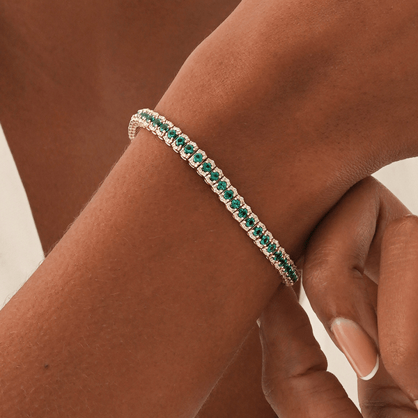 Lab Grown Emerald and Diamond Tennis Bracelet, Ismerelle