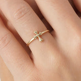Solid Gold Cross Ring, Zyra