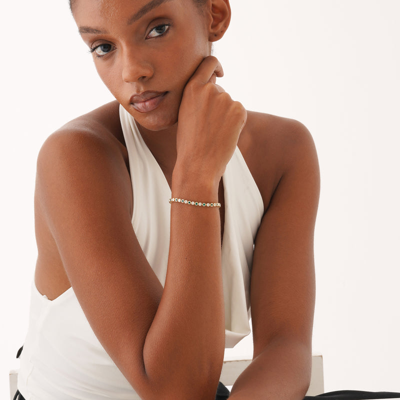 Solid Gold Emerald and Diamond Tennis Bracelet, Myrren
