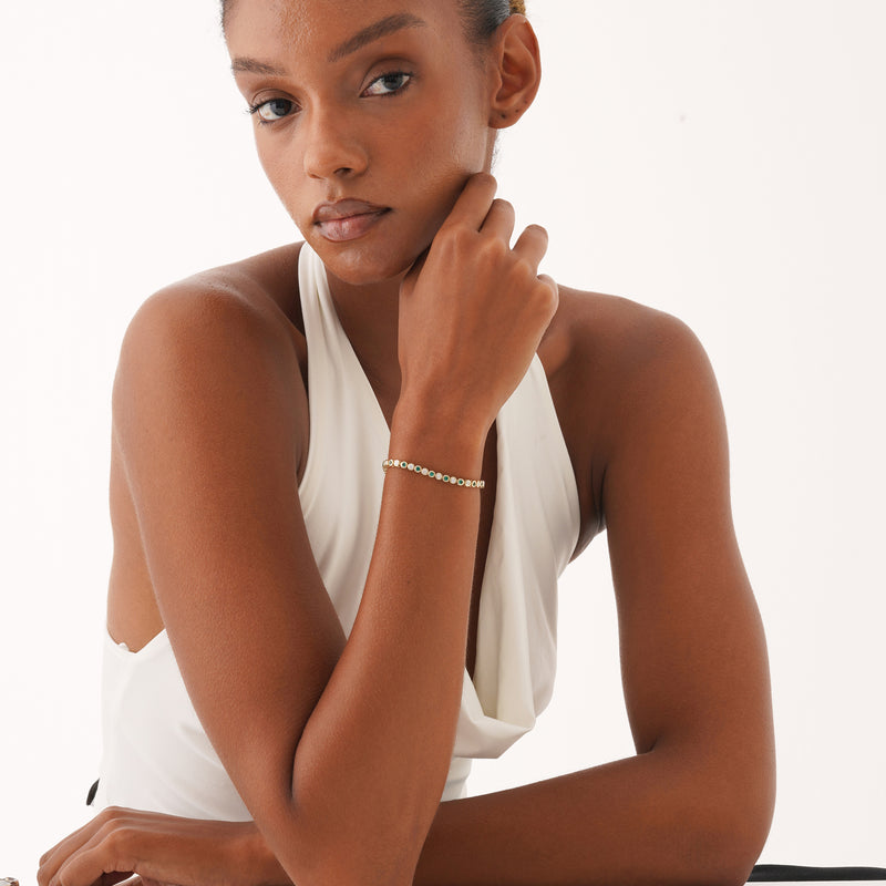 Solid Gold Emerald and Diamond Tennis Bracelet, Myrren