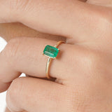Octagon Cut Emerald Solitaire Ring, Eris