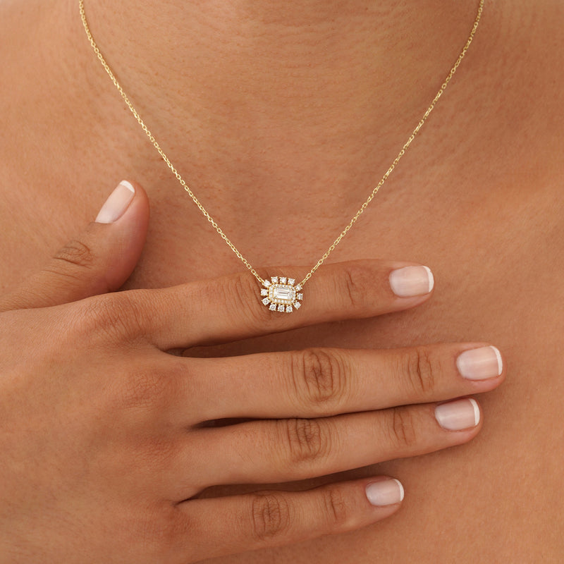 Lab Grown Emerald Cut Diamond Pendant, Isaniel