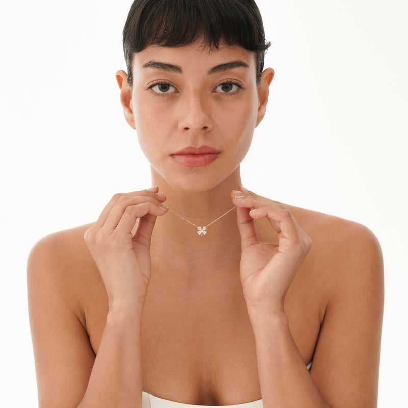 Lab Grown Diamond Clover Necklace, Sura