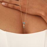 Trilliant Cut Blue Topaz Necklace, Vaelara